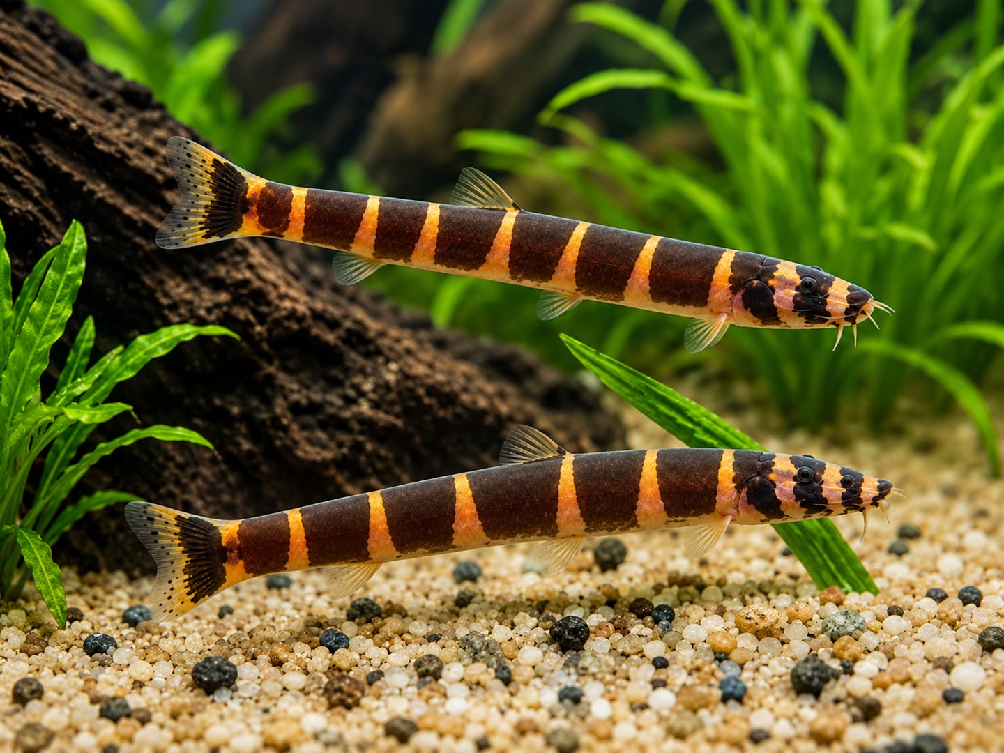 Kuhli loach (Pangio kuhlii) in an aquarium