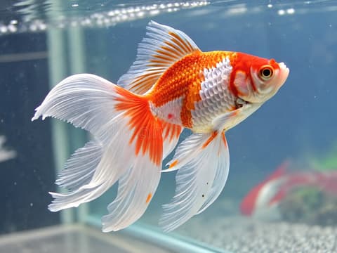 Fancy goldfish (Carassius auratus) in an aquarium
